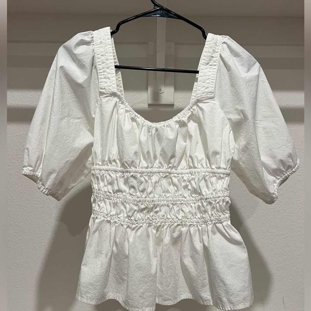 Gap Puff Sleeve Cinched Waist Top